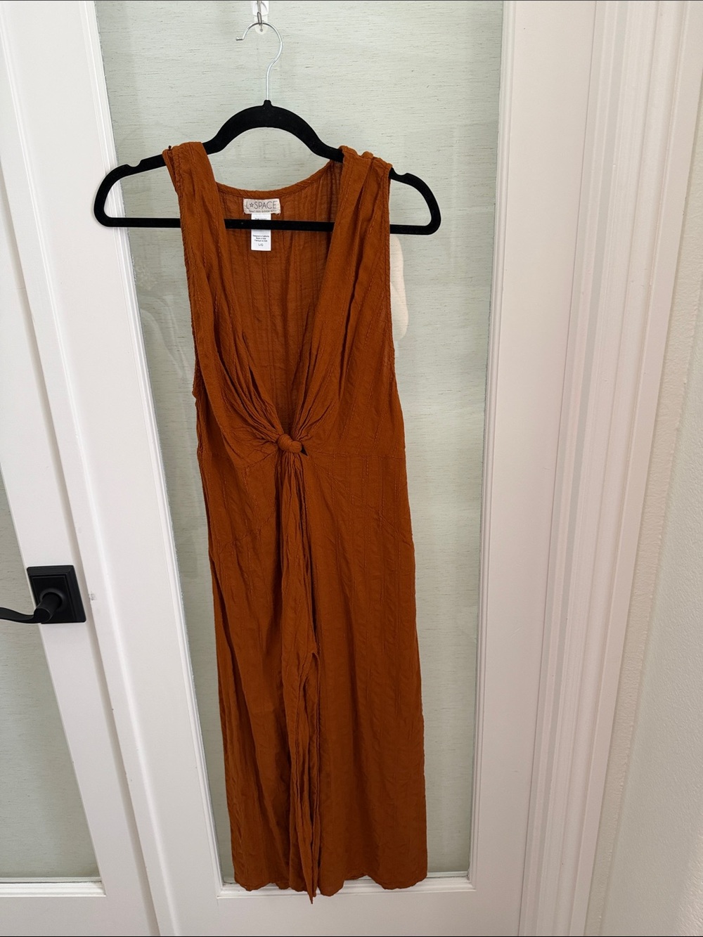 l*space Rust-Tone Knot-Front Sleeveless Midi Dress